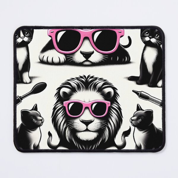 Item preview, lion and cat pink glasses designed and sold by InnovaDigital.