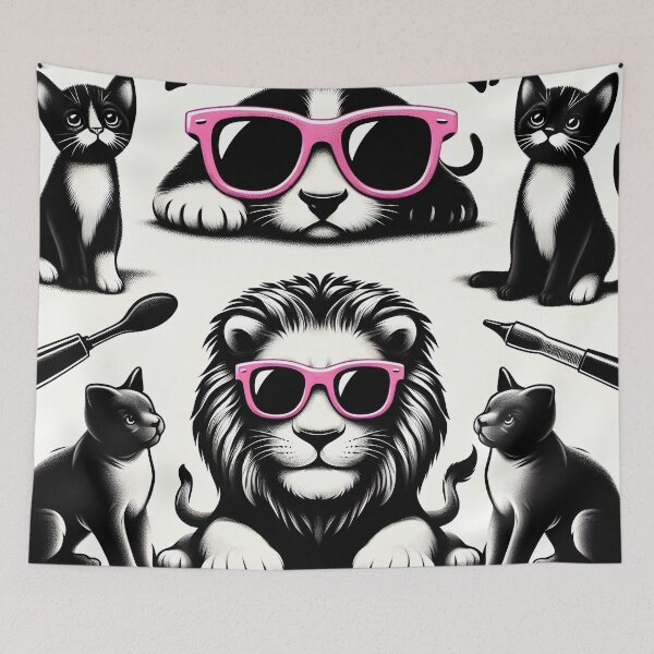 Item preview, lion and cat pink glasses designed and sold by InnovaDigital.