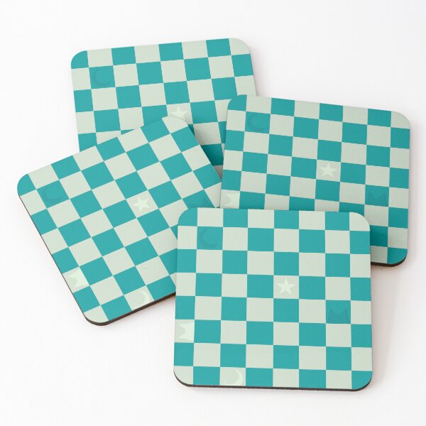 Item preview, Cats and Moon Chequer Pattern - Blue designed and sold by AcePopDesigns.