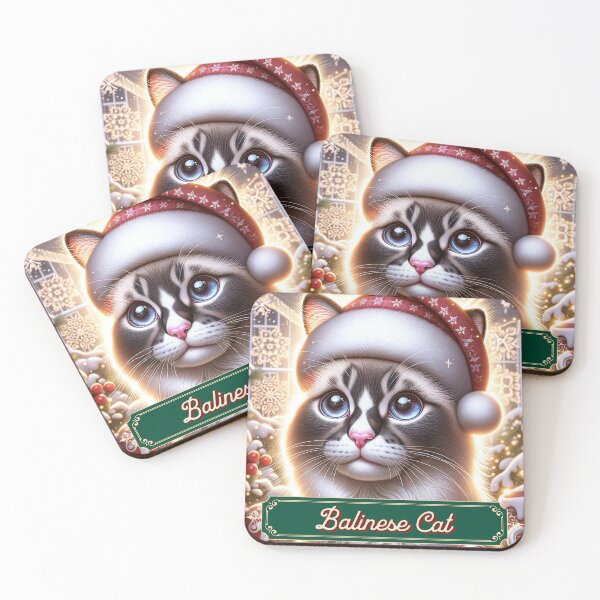 Item preview, Christmas Balinese Cat Wearing A Santa Hat designed and sold by ZenEverAI.