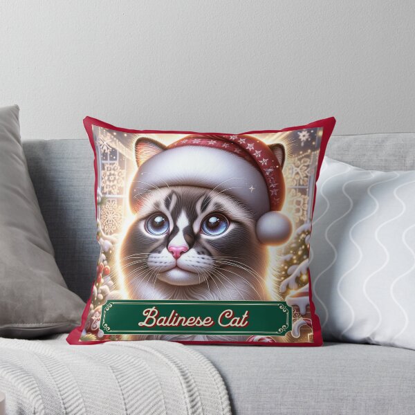 Item preview, Christmas Balinese Cat Wearing A Santa Hat designed and sold by ZenEverAI.