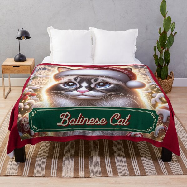 Item preview, Christmas Balinese Cat Wearing A Santa Hat designed and sold by ZenEverAI.