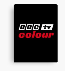 Retro BBC colour logo, as seen at Television Centre (in white) Canvas Print