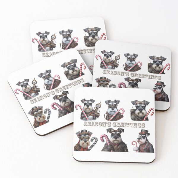 Item preview, Christmas Steampunk Schnauzers Season’s Greetings designed and sold by barksandsqueaks.