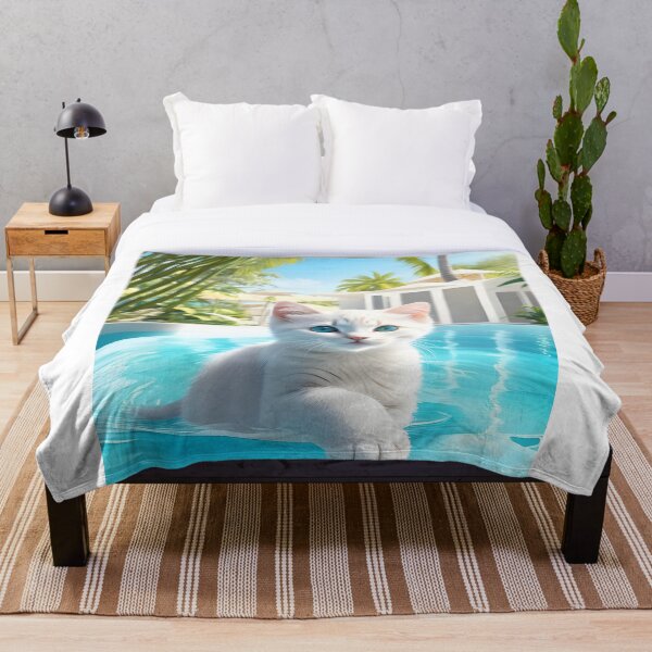 Item preview, Little white kitten Syndra relaxing in the kitten pool designed and sold by YuniaMiyu.