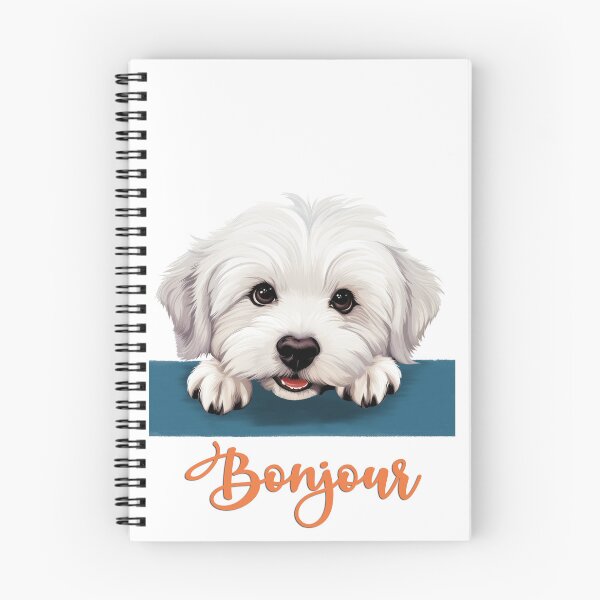 Item preview, Coton de Tuléar dog (Coton De Tulear dog), dog head drawing for teeshirt pocket, Hello in French. designed and sold by isaweb.