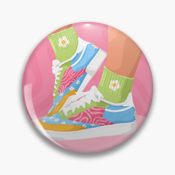 Artikelvorschau, Bunte, gemusterte, florale individuelle Sneakers, Sneakerhead-Poster entworfen und verkauft von Tickled Spink Studios.