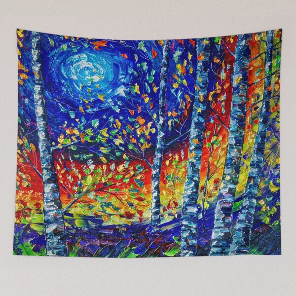 Item preview, Moonlight Sonata With Aspen and Birch Trees - A Palette Knife Masterpiece designed and sold by Rocky Mountain Artistry.