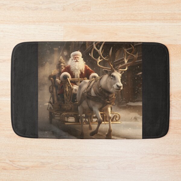 Item preview, Santa Claus is sitting in a chariot with a deers  designed and sold by maii7879.