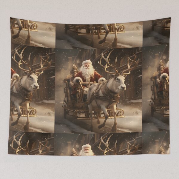 Item preview, Santa Claus is sitting in a chariot with a deers  designed and sold by maii7879.