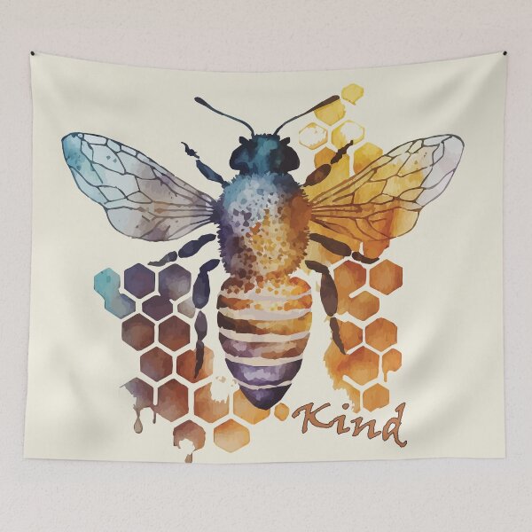 Item preview, Bee / Be Kind A Bumblebee Watercolor Over Honeycomb  designed and sold by GVRDesign.