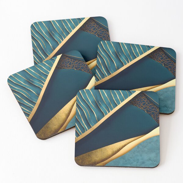 Item preview, Abstract, Geometric, Dark Teal, Teal, Gold, Art Deco, Stripes designed and sold by Golden-Feathers.