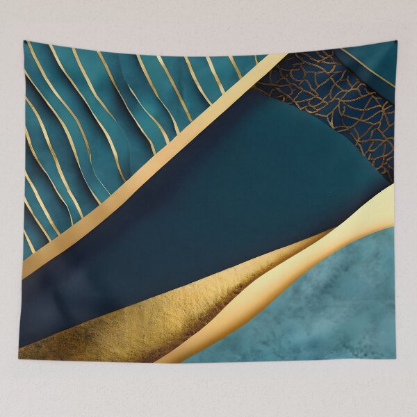 Item preview, Abstract, Geometric, Dark Teal, Teal, Gold, Art Deco, Stripes designed and sold by Golden-Feathers.