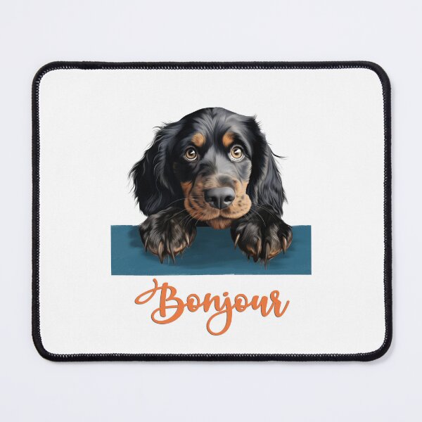 Item preview, Gordon Setter dog, (Gordon Setter dog), dog head drawing for teeshirt pocket, Hello in French. designed and sold by isaweb.