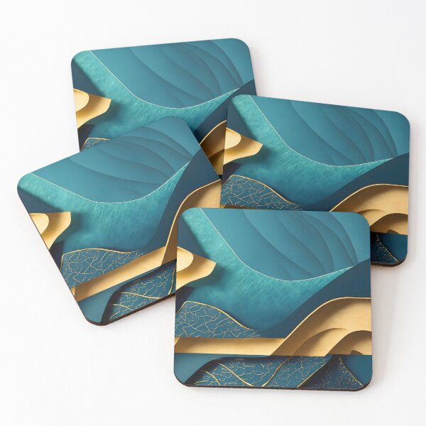 Item preview, Abstract, Geometric, Dark Teal, Teal, Gold, Aquamarine, Turquoise designed and sold by Golden-Feathers.