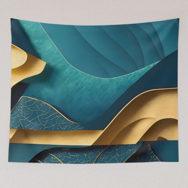 Item preview, Abstract, Geometric, Dark Teal, Teal, Gold, Aquamarine, Turquoise designed and sold by Golden-Feathers.