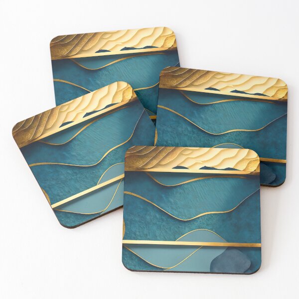 Item preview, Abstract, Geometric, Dark Teal, Teal, Gold, Turquoise designed and sold by Golden-Feathers.