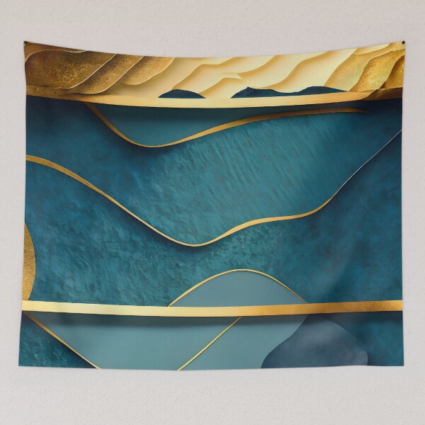 Item preview, Abstract, Geometric, Dark Teal, Teal, Gold, Turquoise designed and sold by Golden-Feathers.