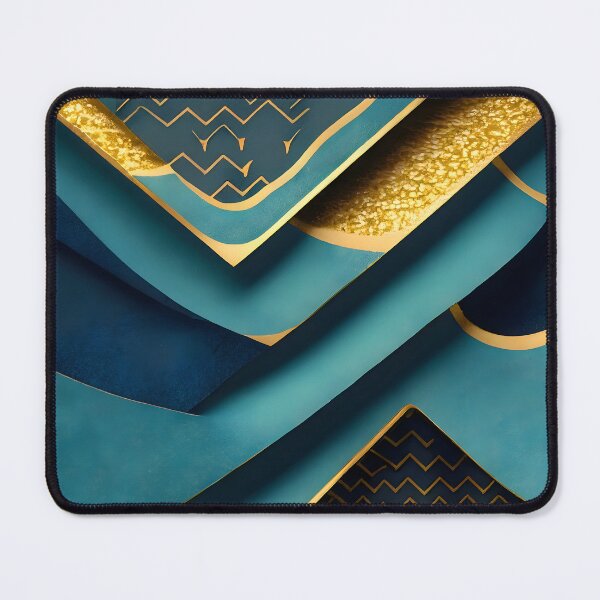 Item preview, Abstract, Geometric, Dark Teal, Teal, Gold, Turquoise, Art Deco, Dark Blue, Pool Blue designed and sold by Golden-Feathers.