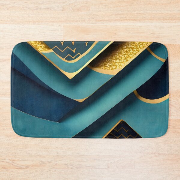 Item preview, Abstract, Geometric, Dark Teal, Teal, Gold, Turquoise, Art Deco, Dark Blue, Pool Blue designed and sold by Golden-Feathers.