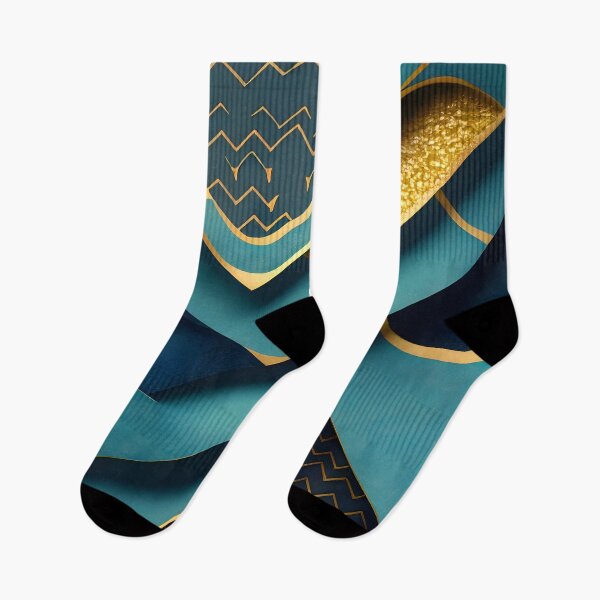 Item preview, Abstract, Geometric, Dark Teal, Teal, Gold, Turquoise, Art Deco, Dark Blue, Pool Blue designed and sold by Golden-Feathers.