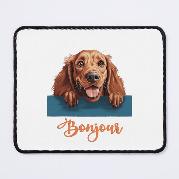 Item preview, Irish Setter dog, (Irish Setter dog), dog head drawing for teeshirt pocket, Hello in French. designed and sold by isaweb.