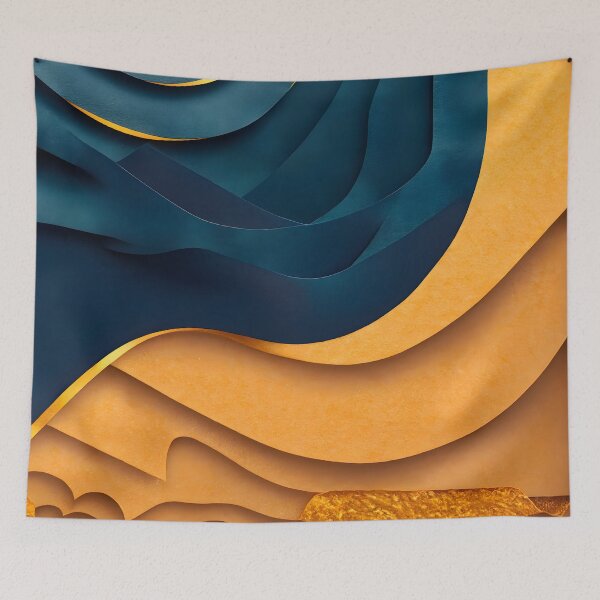 Item preview, Abstract, Geometric, Dark Teal, Teal, Dark Blue, Orange, Pumpkin Orange, Desert Orange, Gold designed and sold by Golden-Feathers.