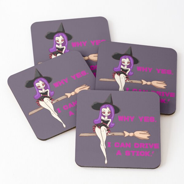 Item preview, Why yes, I can drive a stick. funny cartoon witch designed and sold by La Loca.
