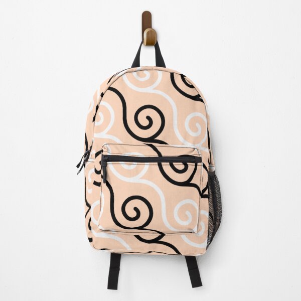 Item preview, Peach Celtic Spiral Swirl Curves Maori Koru Diagonal Shells Arabesque Scrollwork Whirlpool Ornate Pattern designed and sold by PenguinForests.