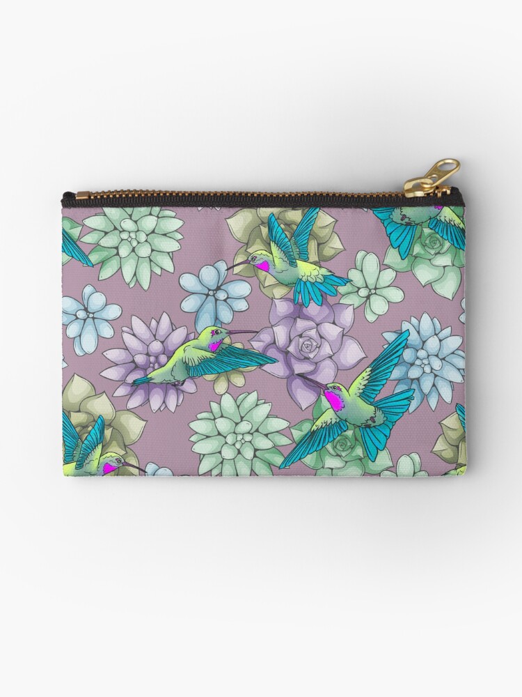 Thumbnail 1 of 4, Zipper Pouch, Green Hummers (Light) designed and sold by smoothfoxill.