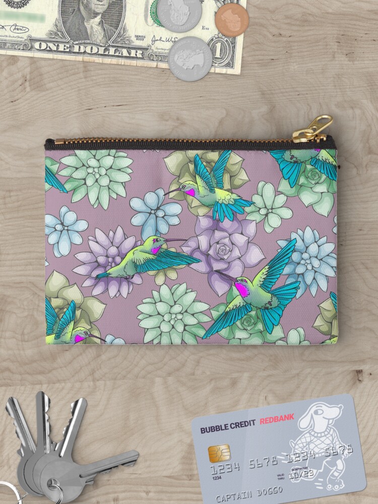 Thumbnail 3 of 4, Zipper Pouch, Green Hummers (Light) designed and sold by smoothfoxill.