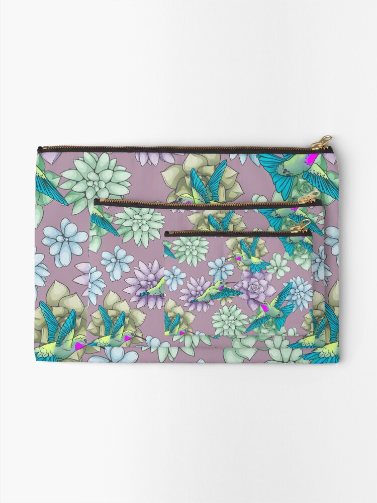 Thumbnail 2 of 4, Zipper Pouch, Green Hummers (Light) designed and sold by smoothfoxill.