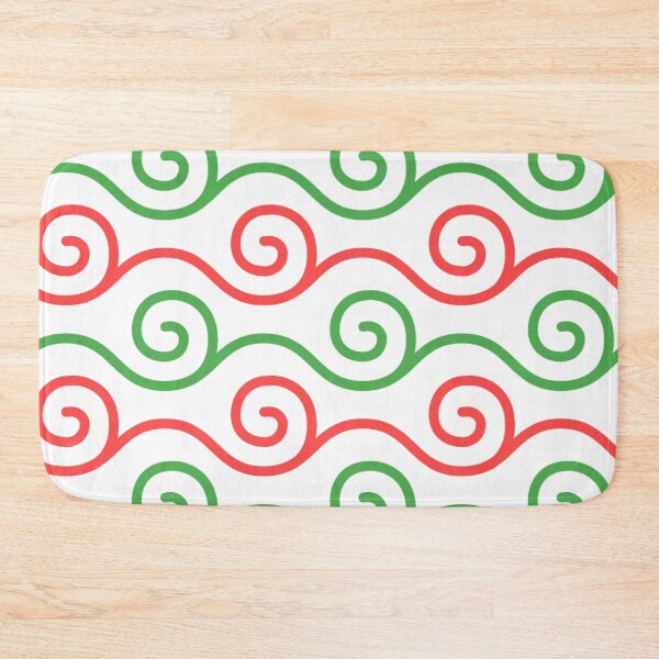 Item preview, Green Red Christmas Color Horizontal Spirals Waves Swirls Curled Tendrils Ornament Ancient Vines Pattern designed and sold by PenguinForests.
