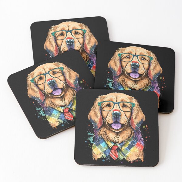 Item preview, Colorful Kawaii Golden Retriever Hipster designed and sold by Leonardo Palumbo.