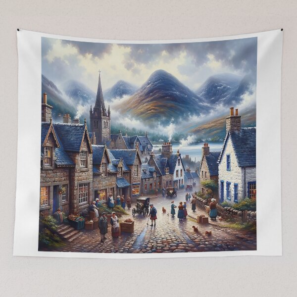 Item preview, Scotland Village - AI Art designed and sold by Oilix.