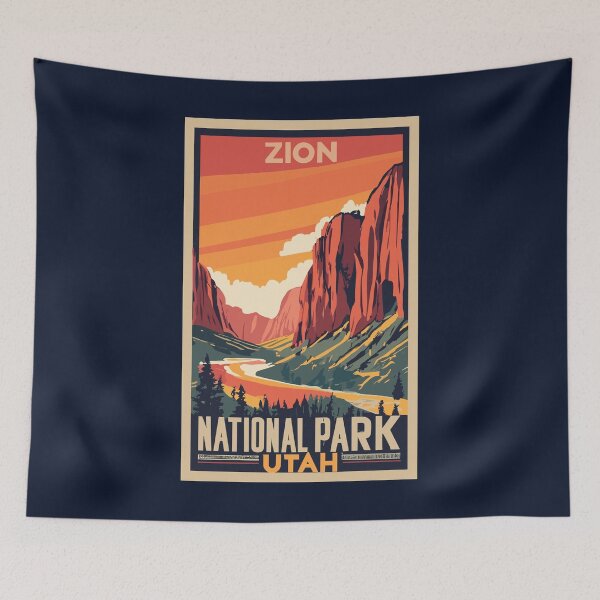 Item preview, A Vintage Travel Art of the Zion National Park - Utah - US  designed and sold by GoodOldVintage.
