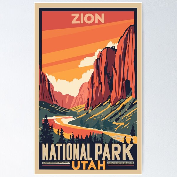 Item preview, A Vintage Travel Art of the Zion National Park - Utah - US  designed and sold by GoodOldVintage.