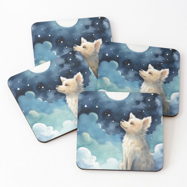 Item preview, Cute wolf looking at moon designed and sold by cute-animals99.