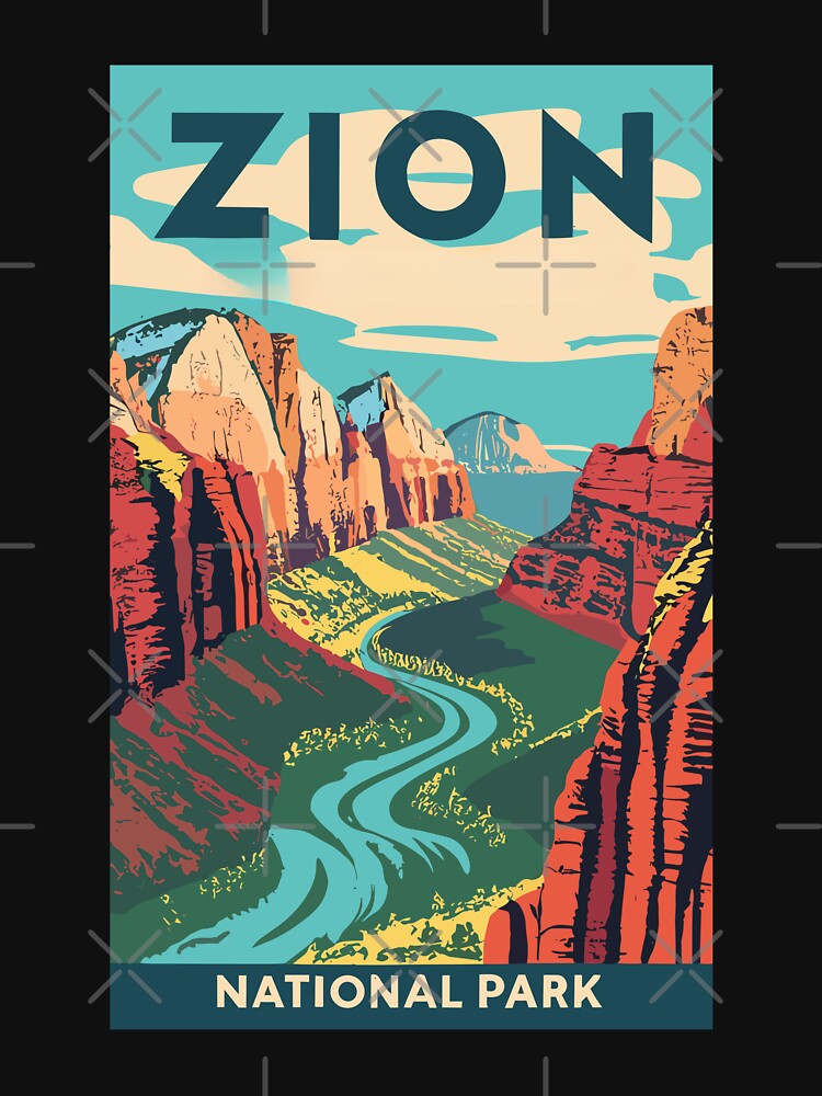 Imagen 7 de 7, Camiseta deportiva con la obra Un antiguo cuadro de viaje del Parque Nacional Zion, Utah, EE. UU., diseñada y vendida por GoodOldVintage.