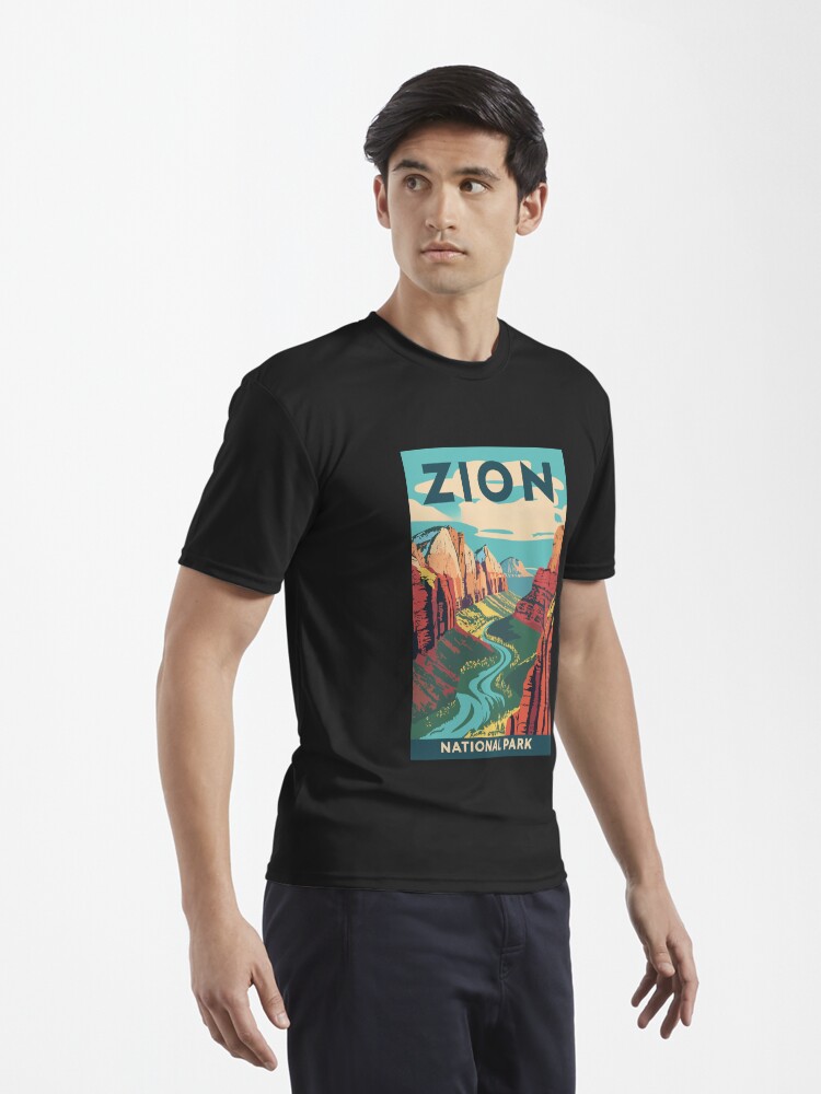 Imagen 3 de 7, Camiseta deportiva con la obra Un antiguo cuadro de viaje del Parque Nacional Zion, Utah, EE. UU., diseñada y vendida por GoodOldVintage.