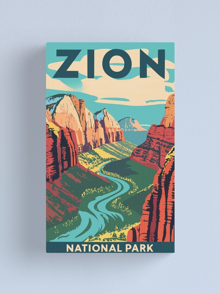 A Vintage Travel Art of the Zion National Park Utah US