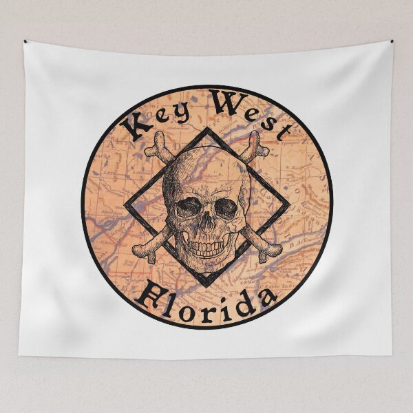 Item preview, Key West Florida Pirate Skull Map FL Crossbones designed and sold by DESTINATIONS DECAL DOS.