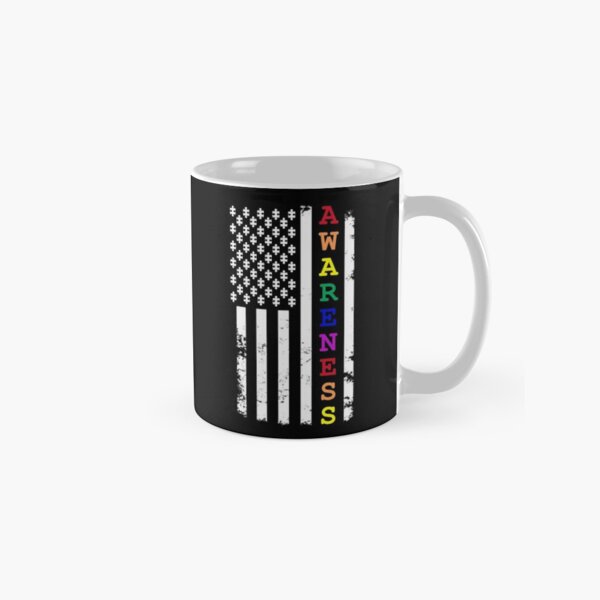 Vista previa del artículo con la obra «Conciencia camisa bandera americana Autismo rompecabezas engranaje en el arco iris», diseñado y vendido por DynamicDesign.