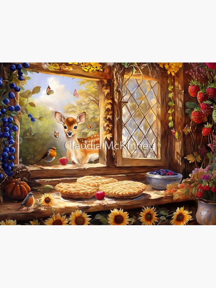 Thumbnail 3 of 3, Sticker, Snow White's Cottage designed and sold by phatpuppyart.