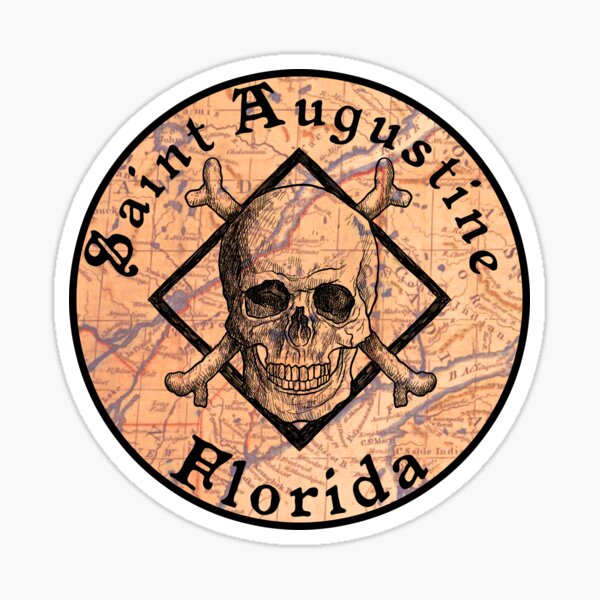 Item preview, Saint Augustine Florida Pirate Skull Map St. FL Crossbones designed and sold by DESTINATIONS DECAL DOS.