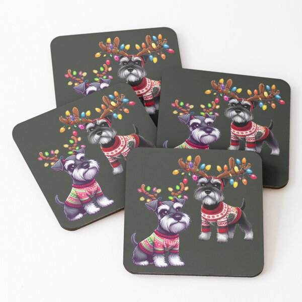 Item preview, Christmas Schnauzers With Festive Lights designed and sold by barksandsqueaks.