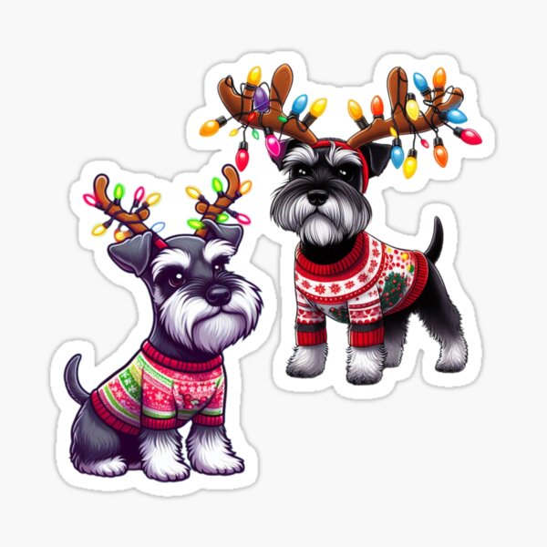 Item preview, Christmas Schnauzers With Festive Lights designed and sold by barksandsqueaks.