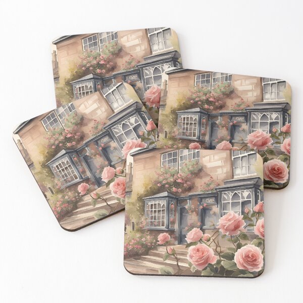 Item preview, A Quintessential English View with Pink Roses in Artificial Intelligence designed and sold by LymphomaLass.