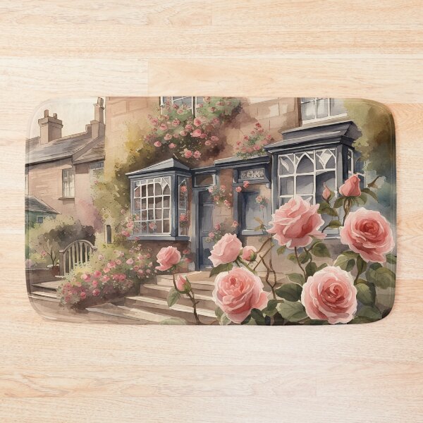 Item preview, A Quintessential English View with Pink Roses in Artificial Intelligence designed and sold by LymphomaLass.