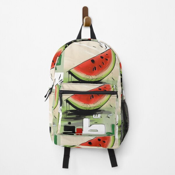 Item preview, عالسكين يا بطيخ أحمر أخضر أبيض أسود- Juicy Watermelon Red Green White Black Bateekh Generative AI designed and sold by FUNqoosh.
